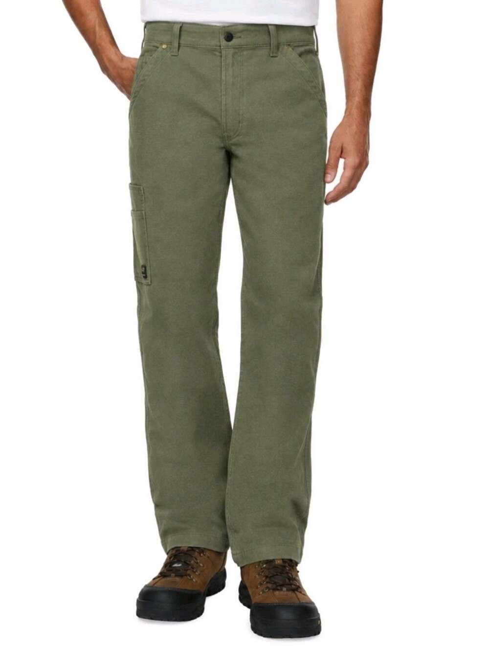 CAT Men's 34x30 Flex Waistband Utility Canvas Workwear Pant Straight Leg Green